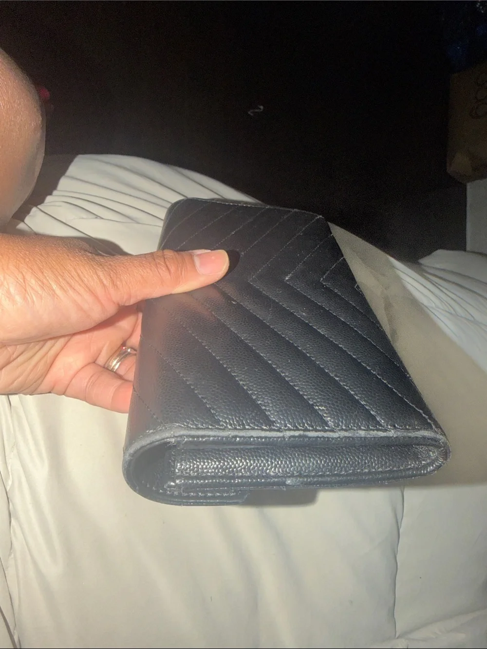 Yves Saint Laurent Black Quilted Chevron Envelope Clutch - Picture 7 of 9
